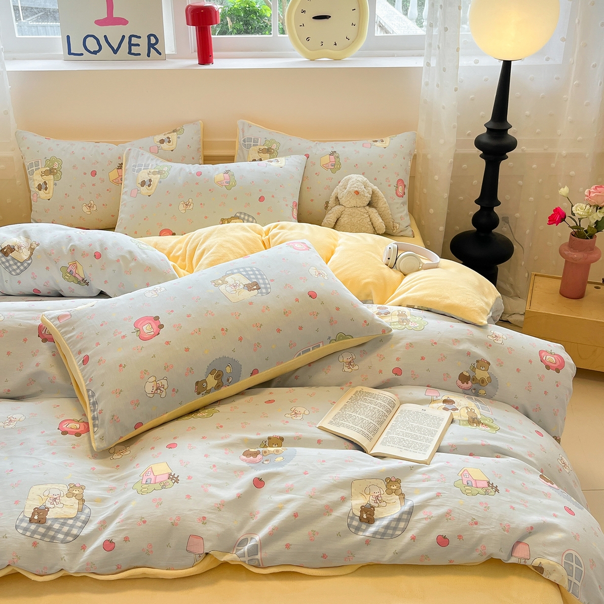 91家纺网 家纺一手货源 找家纺 吉象家纺 2025新款全棉牛奶绒印花四件套 棉绒-爪爪会客厅