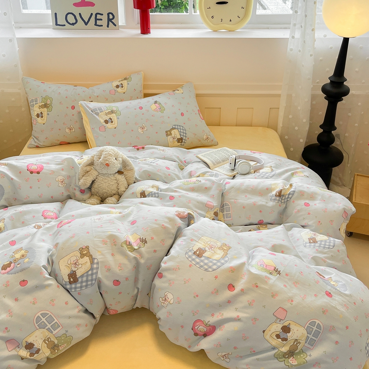 91家纺网 家纺一手货源 找家纺 吉象家纺 2025新款全棉牛奶绒印花四件套 棉绒-爪爪会客厅