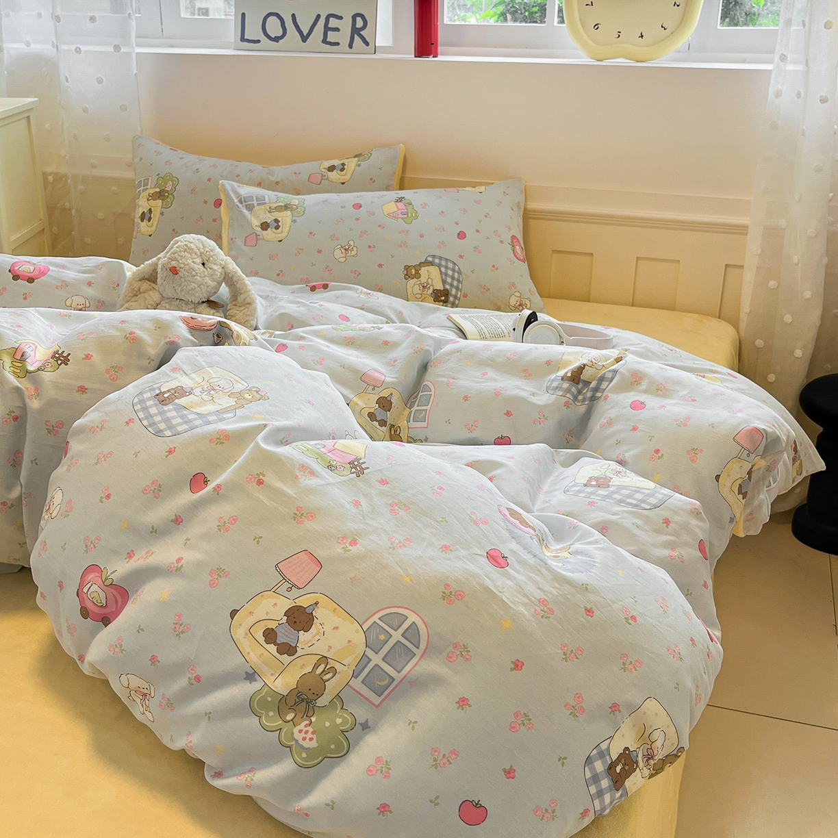 91家纺网 家纺一手货源 找家纺 吉象家纺 2025新款全棉牛奶绒印花四件套 棉绒-爪爪会客厅