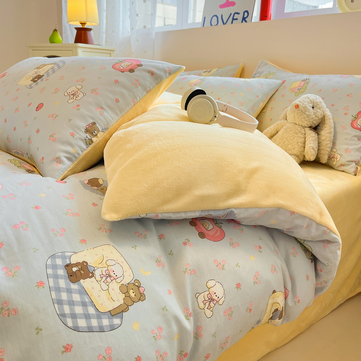 91家纺网 家纺一手货源 找家纺 吉象家纺 2025新款全棉牛奶绒印花四件套 棉绒-爪爪会客厅