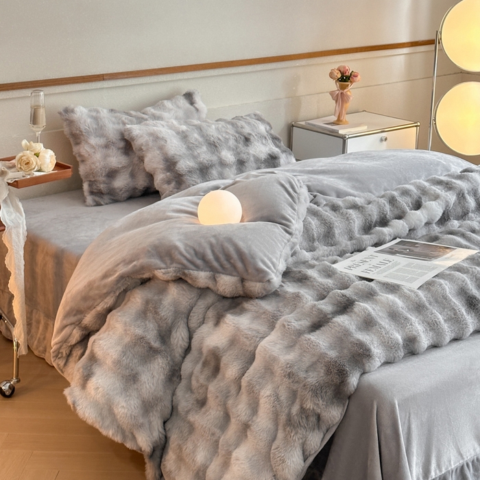 91家纺网 家纺一手货源 找家纺 (汇总) 诺梵 2025新款纯色七彩兔兔绒兔毛绒四件套