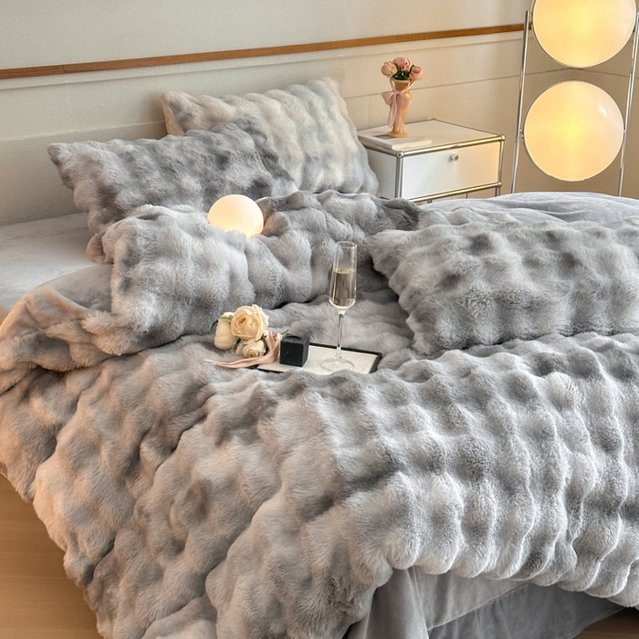 91家纺网 家纺一手货源 找家纺 (汇总) 诺梵 2025新款纯色七彩兔兔绒兔毛绒四件套