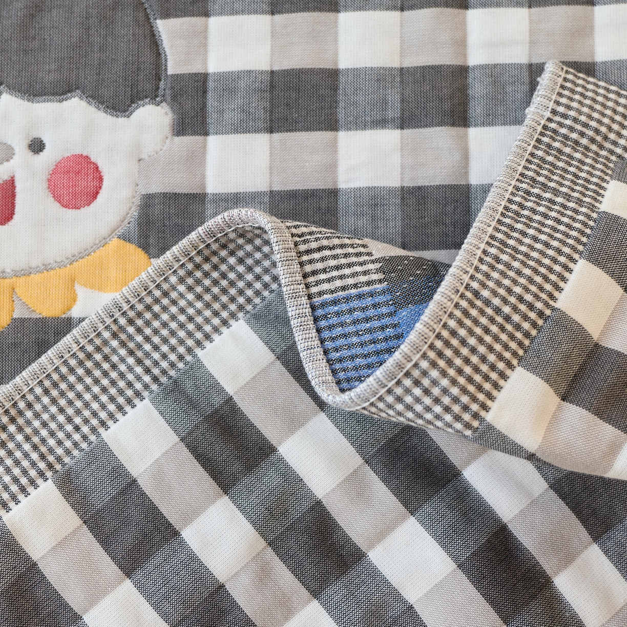 91家纺网 家纺一手货源 找家纺 沐瑟家纺 2025新款卡通格子纯棉八层枕巾（含质检报告） 球帽男孩