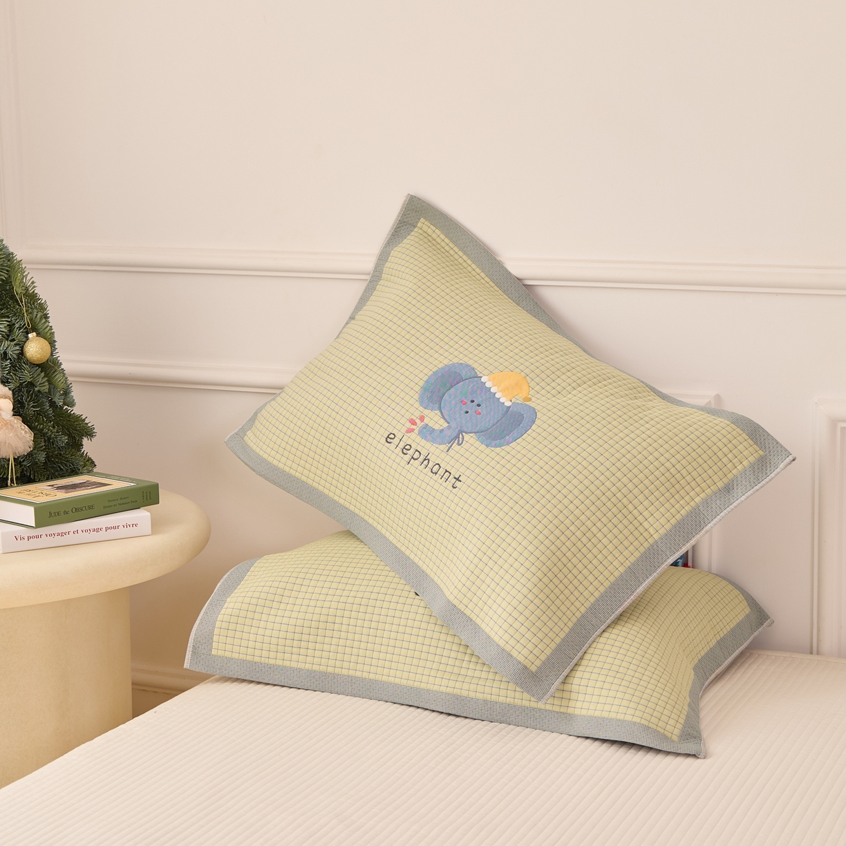 91家纺网 家纺一手货源 找家纺 沐瑟家纺 2025新款卡通格子纯棉八层枕巾（含质检报告） 水滴象