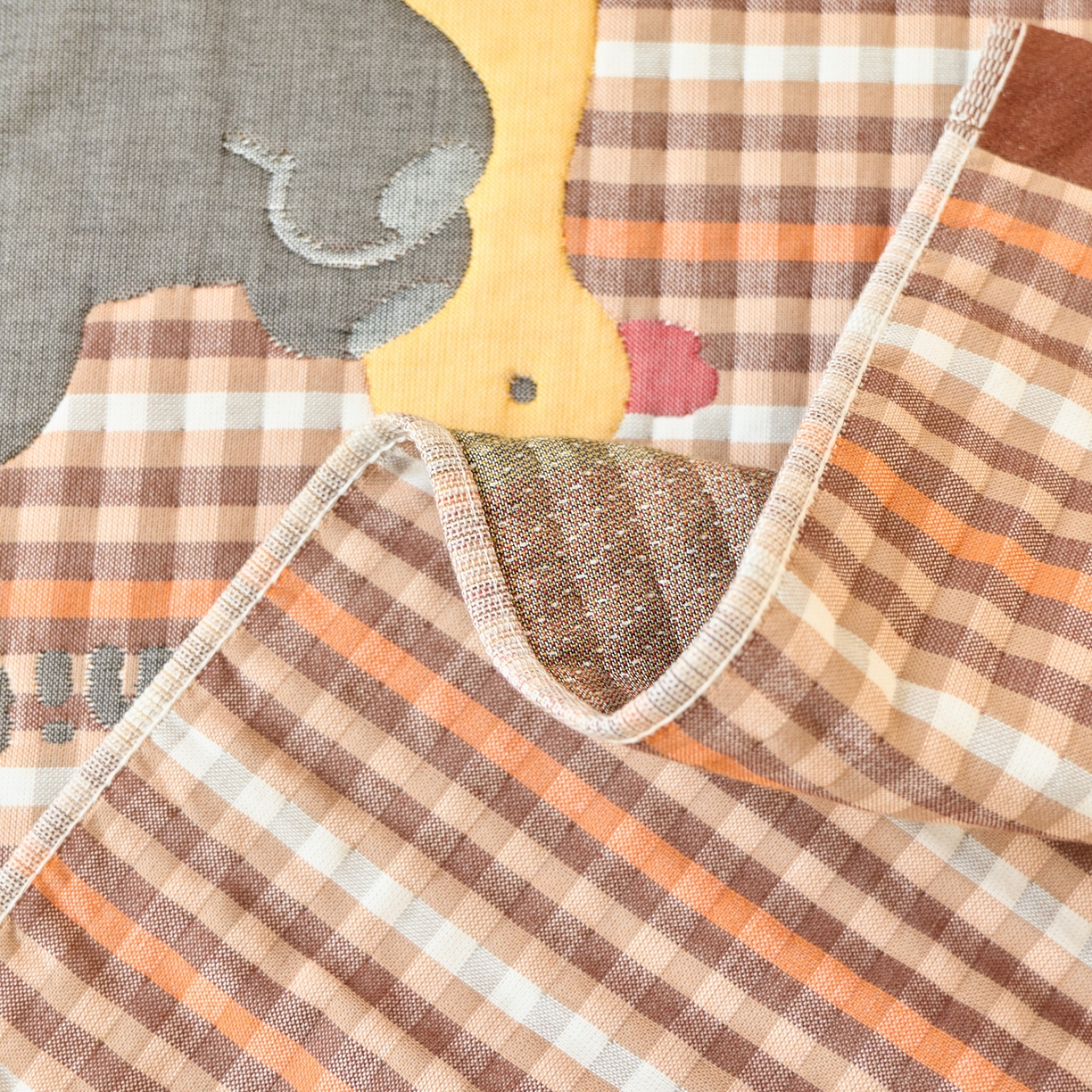 91家纺网 家纺一手货源 找家纺 沐瑟家纺 2025新款卡通格子纯棉八层枕巾（含质检报告） 小鸭熊