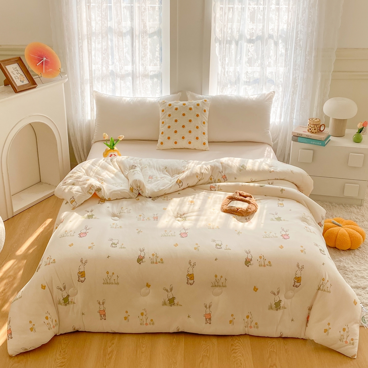 91家纺网 家纺一手货源 找家纺 小叮当家纺仓储工厂店 2025新款母婴级宝宝被子豆豆绒牛奶针织棉被子儿童被子豆豆被大豆被春秋被秋冬被 花丛小兔