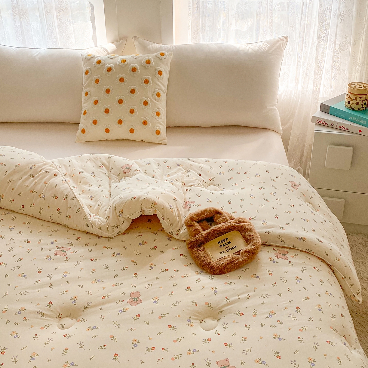 91家纺网 家纺一手货源 找家纺 小叮当家纺仓储工厂店 2025新款母婴级宝宝被子豆豆绒牛奶针织棉被子儿童被子豆豆被大豆被春秋被秋冬被 花间小熊
