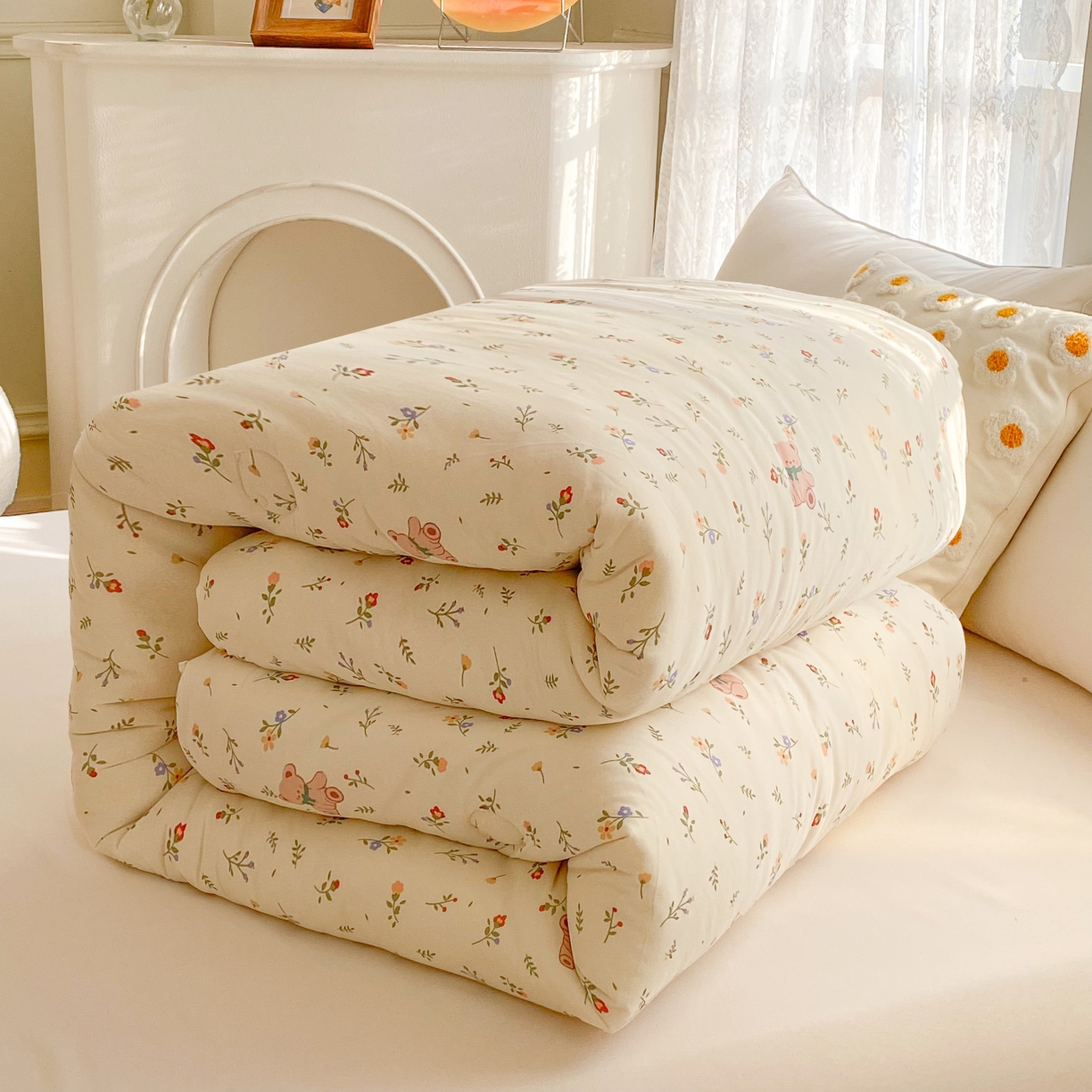 91家纺网 家纺一手货源 找家纺 小叮当家纺仓储工厂店 2025新款母婴级宝宝被子豆豆绒牛奶针织棉被子儿童被子豆豆被大豆被春秋被秋冬被 花间小熊