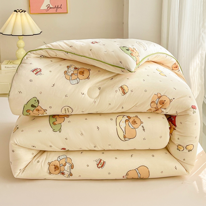 91家纺网 家纺一手货源 找家纺 小叮当家纺仓储工厂店 2025新款母婴级宝宝被子豆豆绒牛奶针织棉被子儿童被子豆豆被大豆被春秋被秋冬被 卡皮巴拉