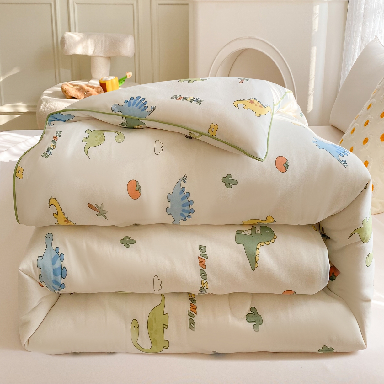 91家纺网 家纺一手货源 找家纺 小叮当家纺仓储工厂店 2025新款母婴级宝宝被子豆豆绒牛奶针织棉被子儿童被子豆豆被大豆被春秋被秋冬被 卡通小恐龙