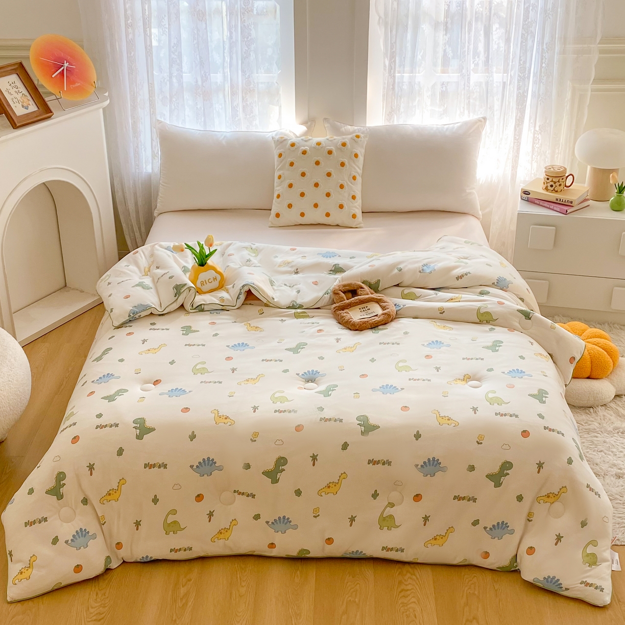 91家纺网 家纺一手货源 找家纺 小叮当家纺仓储工厂店 2025新款母婴级宝宝被子豆豆绒牛奶针织棉被子儿童被子豆豆被大豆被春秋被秋冬被 卡通小恐龙