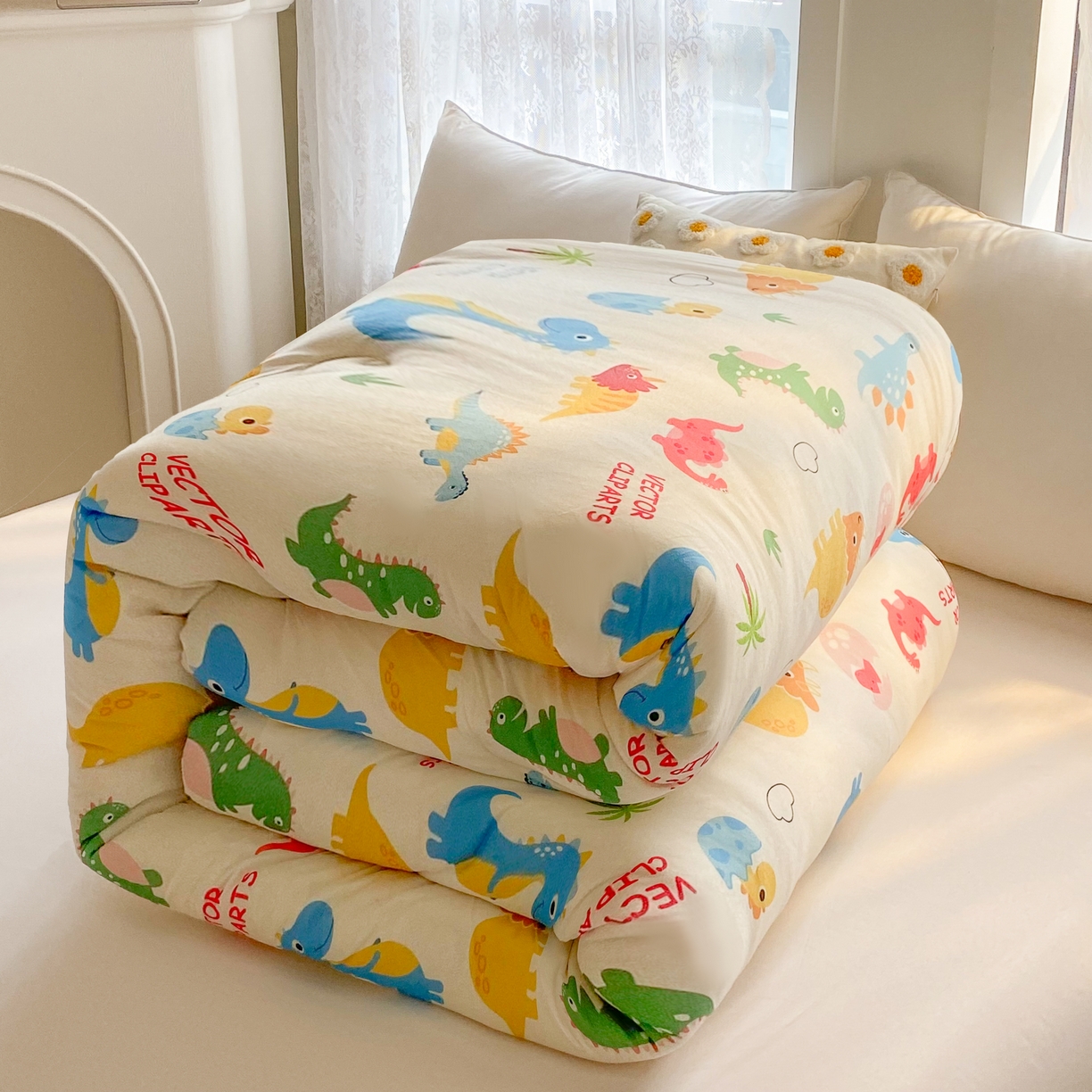 91家纺网 家纺一手货源 找家纺 小叮当家纺仓储工厂店 2025新款母婴级宝宝被子豆豆绒牛奶针织棉被子儿童被子豆豆被大豆被春秋被秋冬被 恐龙萌游记