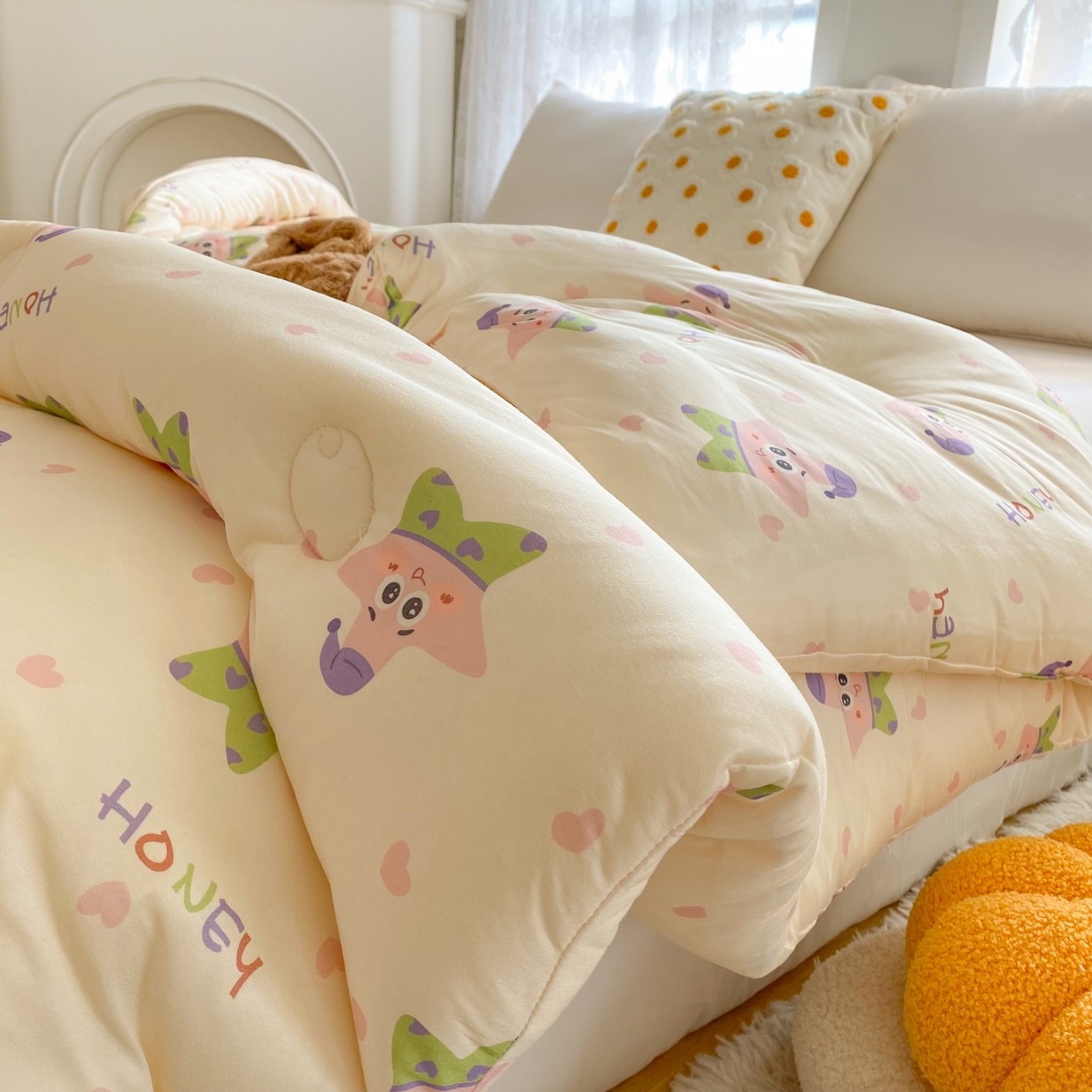 91家纺网 家纺一手货源 找家纺 小叮当家纺仓储工厂店 2025新款母婴级宝宝被子豆豆绒牛奶针织棉被子儿童被子豆豆被大豆被春秋被秋冬被 快乐海星