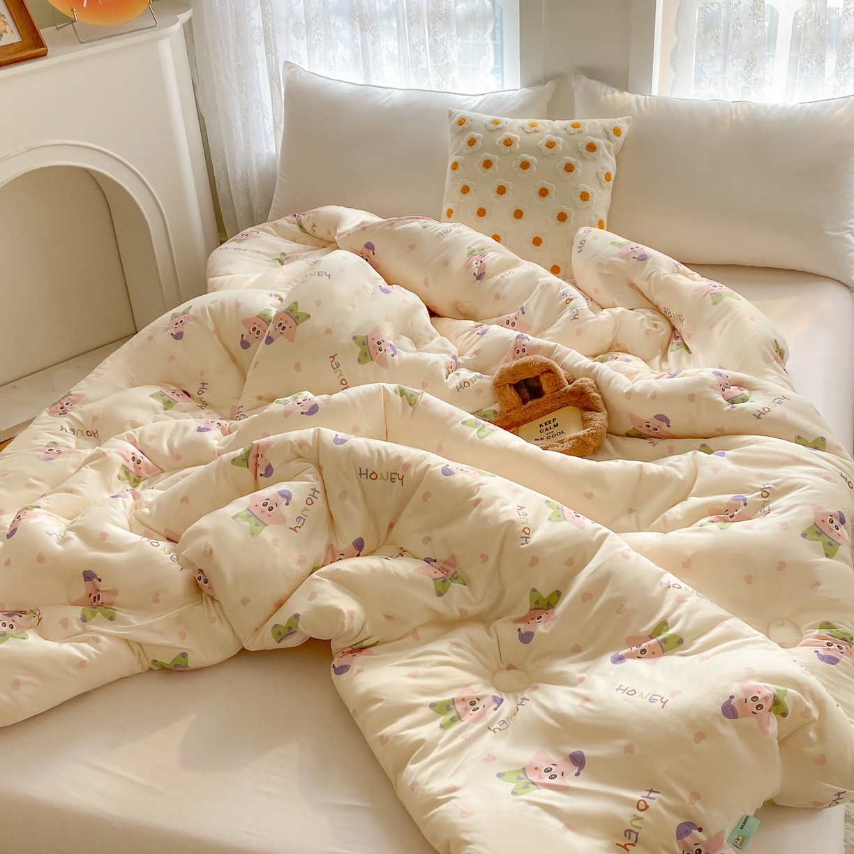 91家纺网 家纺一手货源 找家纺 小叮当家纺仓储工厂店 2025新款母婴级宝宝被子豆豆绒牛奶针织棉被子儿童被子豆豆被大豆被春秋被秋冬被 快乐海星