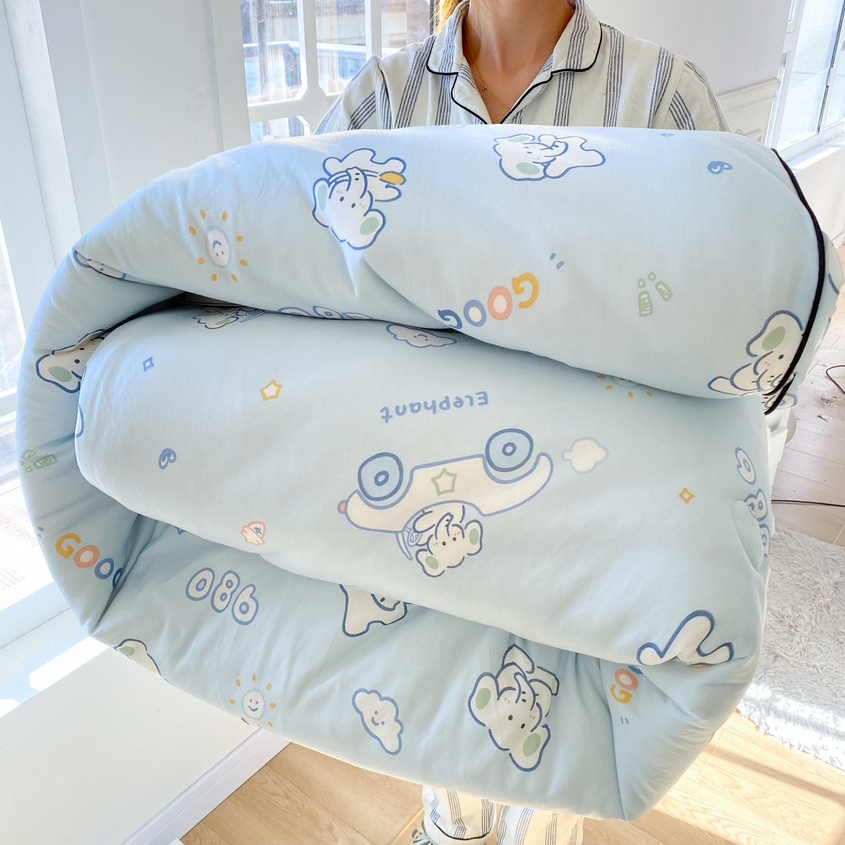 91家纺网 家纺一手货源 找家纺 小叮当家纺仓储工厂店 2025新款母婴级宝宝被子豆豆绒牛奶针织棉被子儿童被子豆豆被大豆被春秋被秋冬被 汽车小象