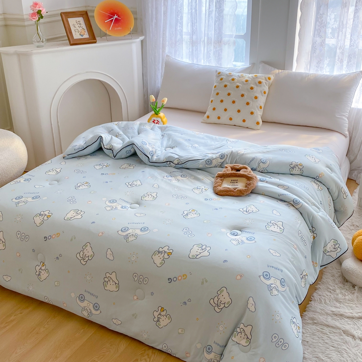 91家纺网 家纺一手货源 找家纺 小叮当家纺仓储工厂店 2025新款母婴级宝宝被子豆豆绒牛奶针织棉被子儿童被子豆豆被大豆被春秋被秋冬被 汽车小象