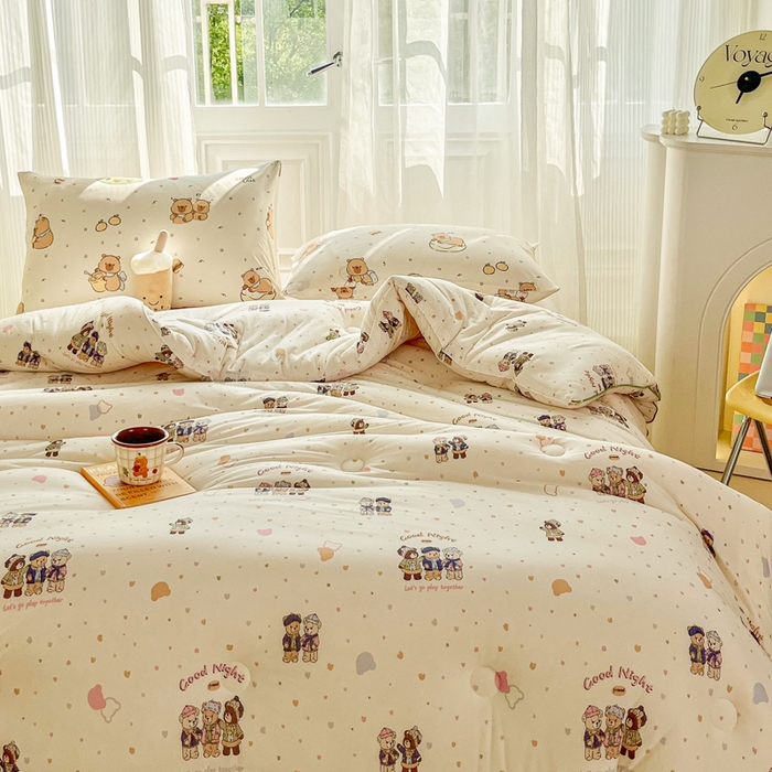 91家纺网 家纺一手货源 找家纺 小叮当家纺仓储工厂店 2025新款母婴级宝宝被子豆豆绒牛奶针织棉被子儿童被子豆豆被大豆被春秋被秋冬被 三只小熊