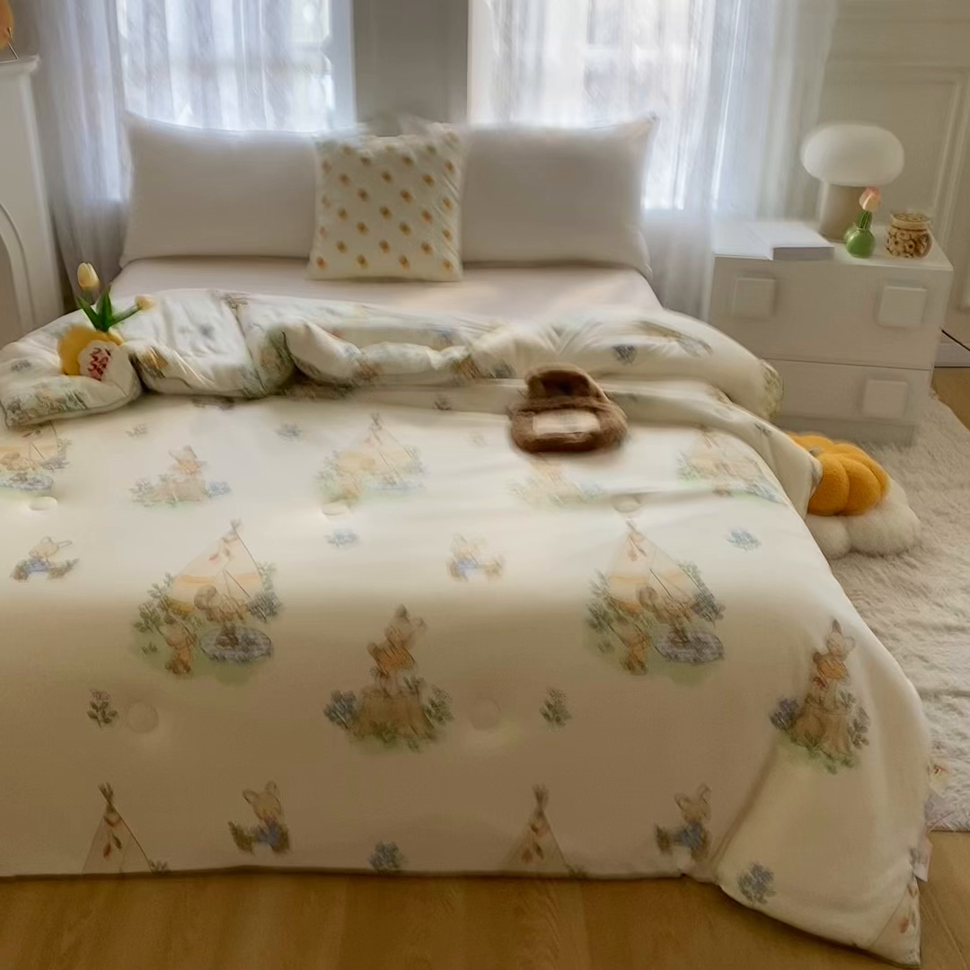 91家纺网 家纺一手货源 找家纺 小叮当家纺仓储工厂店 2025新款母婴级宝宝被子豆豆绒牛奶针织棉被子儿童被子豆豆被大豆被春秋被秋冬被 松鼠萌兔