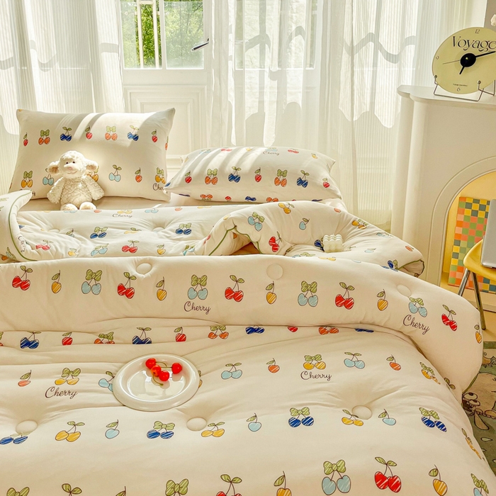 91家纺网 家纺一手货源 找家纺 小叮当家纺仓储工厂店 2025新款母婴级宝宝被子豆豆绒牛奶针织棉被子儿童被子豆豆被大豆被春秋被秋冬被 樱桃画