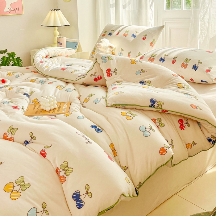 91家纺网 家纺一手货源 找家纺 小叮当家纺仓储工厂店 2025新款母婴级宝宝被子豆豆绒牛奶针织棉被子儿童被子豆豆被大豆被春秋被秋冬被 樱桃画