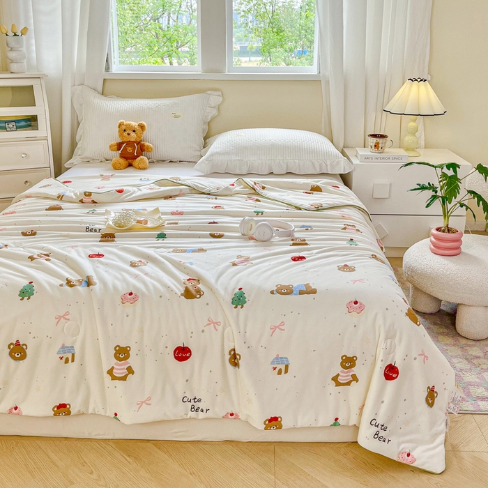 91家纺网 家纺一手货源 找家纺 小叮当家纺仓储工厂店 2025新款母婴级宝宝被子豆豆绒牛奶针织棉被子儿童被子豆豆被大豆被春秋被秋冬被 牛奶针织被-圣诞小熊