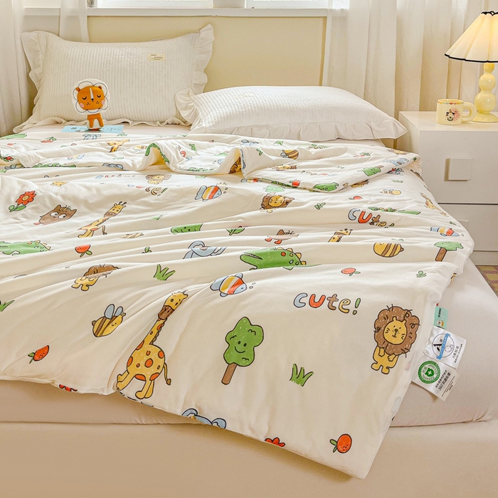 91家纺网 家纺一手货源 找家纺 小叮当家纺仓储工厂店 2025新款母婴级宝宝被子豆豆绒牛奶针织棉被子儿童被子豆豆被大豆被春秋被秋冬被 牛奶针织被-狮子派对