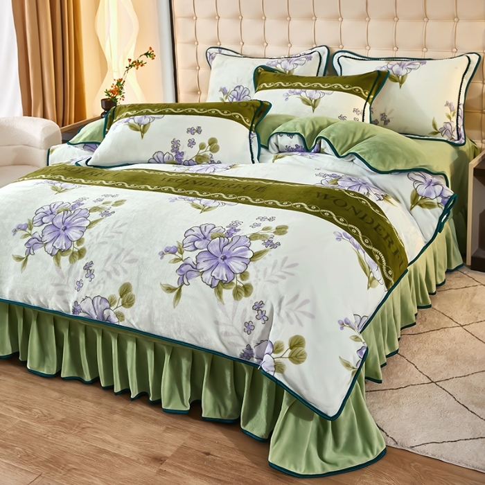 91家纺网 家纺一手货源 找家纺 总 凤杰 2025新款高克重7斤加厚印花牛奶绒金貂法莱绒四件套