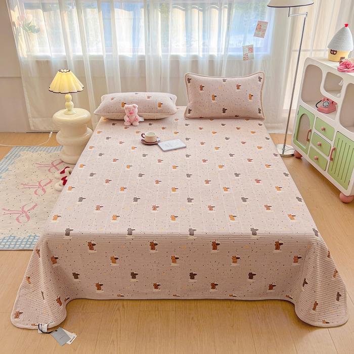 91家纺网 家纺一手货源 找家纺 （总）床盖工厂店 2025新款亲肤舒适高温酵素砂洗全棉纯棉加宝宝绒床盖三件套