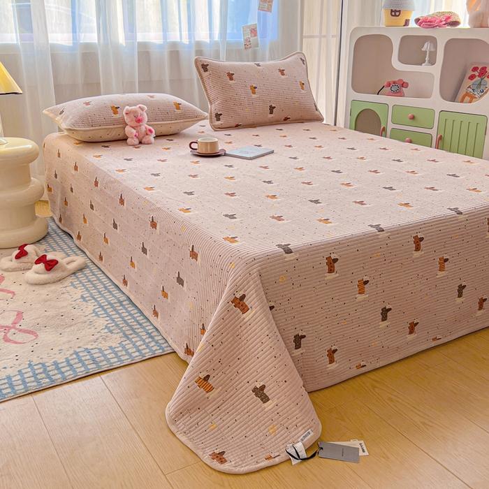 91家纺网 家纺一手货源 找家纺 （总）床盖工厂店 2025新款亲肤舒适高温酵素砂洗全棉纯棉加宝宝绒床盖三件套