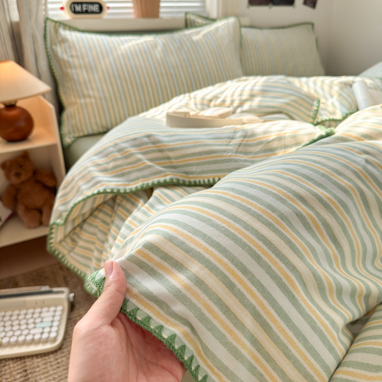 91家纺网 家纺一手货源 找家纺 小叮当家纺仓储工厂店 (买家秀 爆款花型 不断货)2025秋冬新款全棉纯棉加厚磨毛贝壳边工艺款四件套 光年