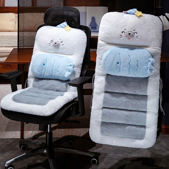 91家纺网 家纺一手货源 找家纺 仟亿莱 2025新款萌萌海豹护腰连体坐垫 组合图仅做展示不可下单