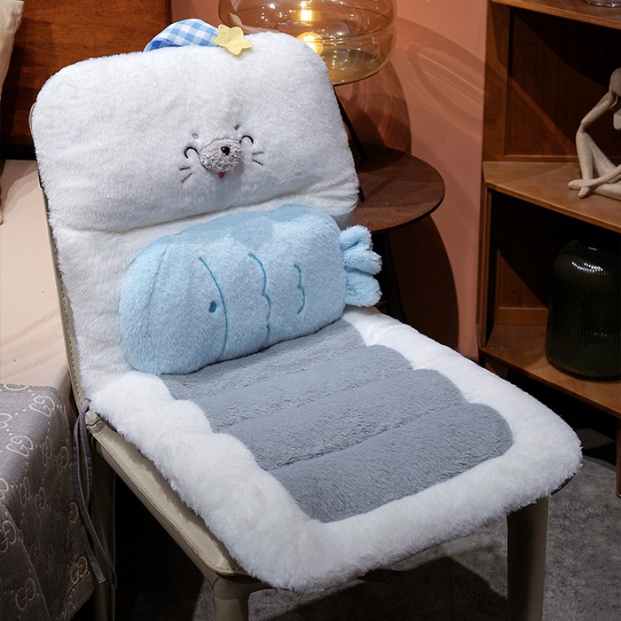 91家纺网 家纺一手货源 找家纺 仟亿莱 2025新款萌萌海豹护腰连体坐垫 连体笑眼海豹