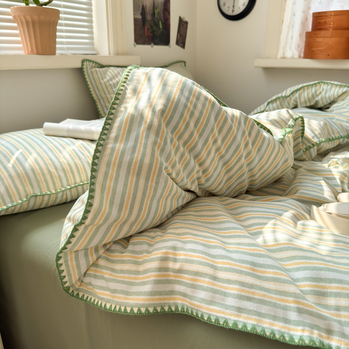 91家纺网 家纺一手货源 找家纺 小叮当家纺仓储工厂店 (买家秀 爆款花型 不断货)2025秋冬新款全棉纯棉加厚磨毛贝壳边工艺款四件套 光年