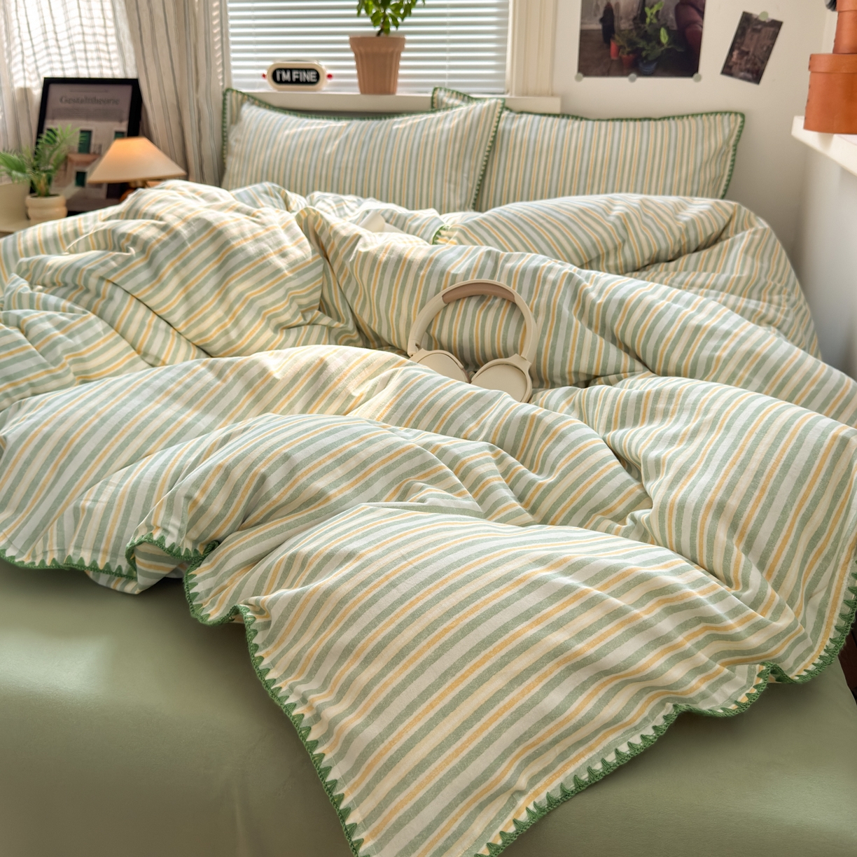 91家纺网 家纺一手货源 找家纺 小叮当家纺仓储工厂店 (买家秀 爆款花型 不断货)2025秋冬新款全棉纯棉加厚磨毛贝壳边工艺款四件套 光年