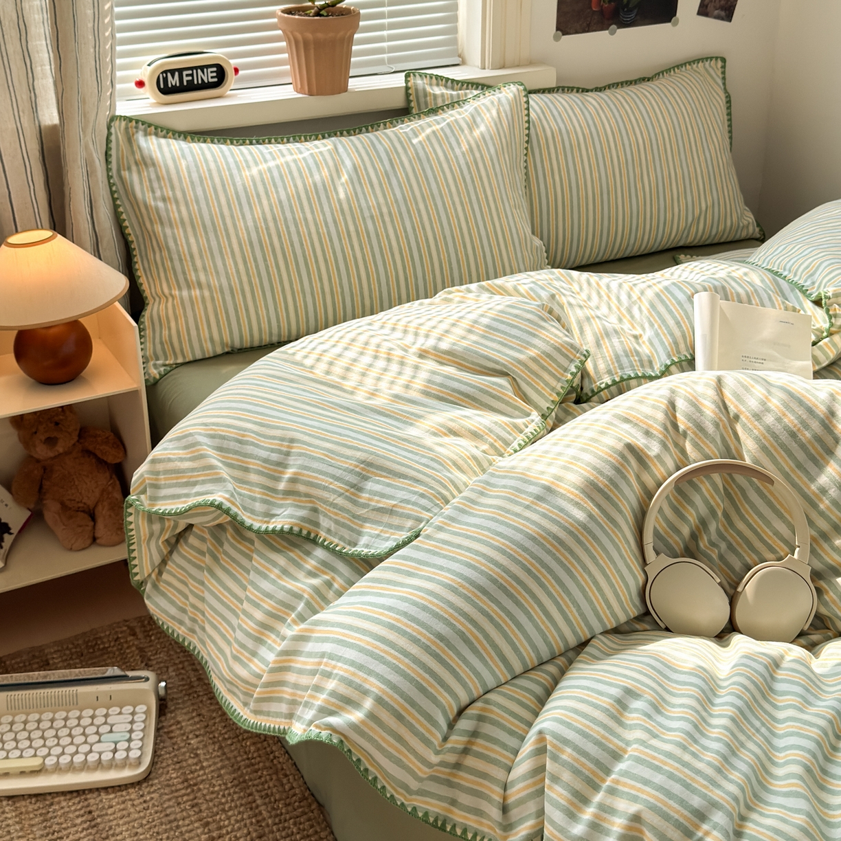 91家纺网 家纺一手货源 找家纺 小叮当家纺仓储工厂店 (买家秀 爆款花型 不断货)2025秋冬新款全棉纯棉加厚磨毛贝壳边工艺款四件套 光年