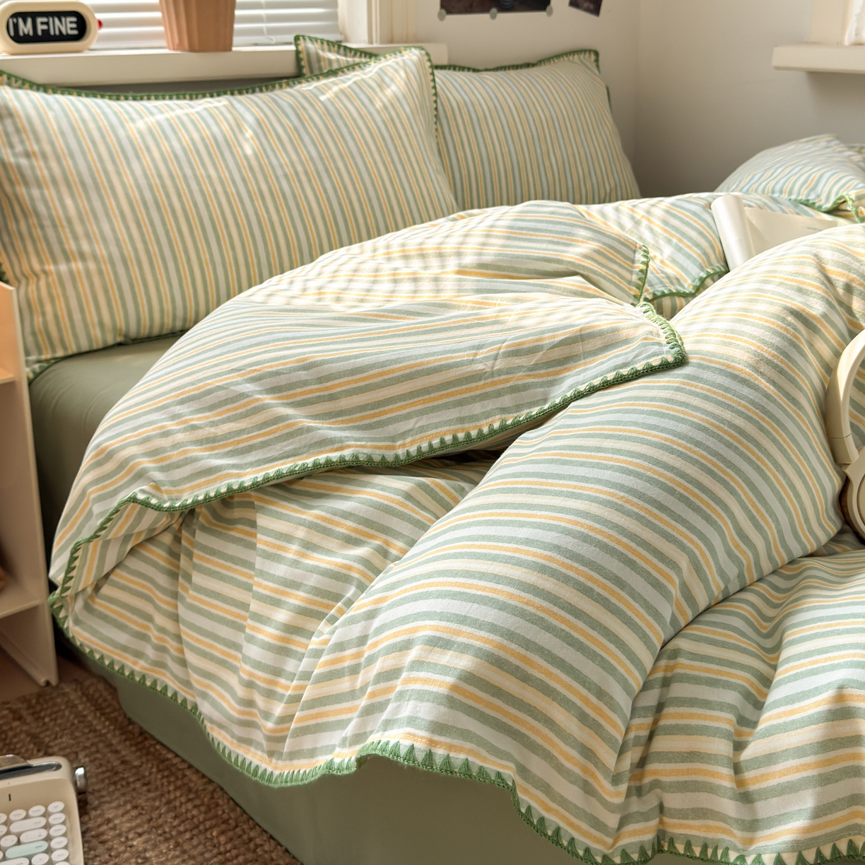 91家纺网 家纺一手货源 找家纺 小叮当家纺仓储工厂店 (买家秀 爆款花型 不断货)2025秋冬新款全棉纯棉加厚磨毛贝壳边工艺款四件套 光年