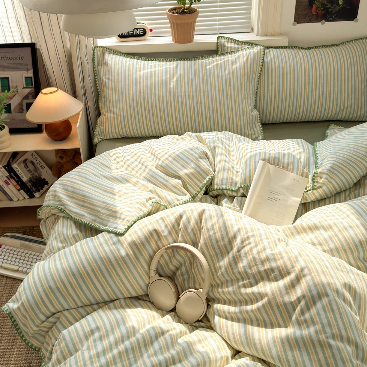 91家纺网 家纺一手货源 找家纺 小叮当家纺仓储工厂店 (买家秀 爆款花型 不断货)2025秋冬新款全棉纯棉加厚磨毛贝壳边工艺款四件套 光年