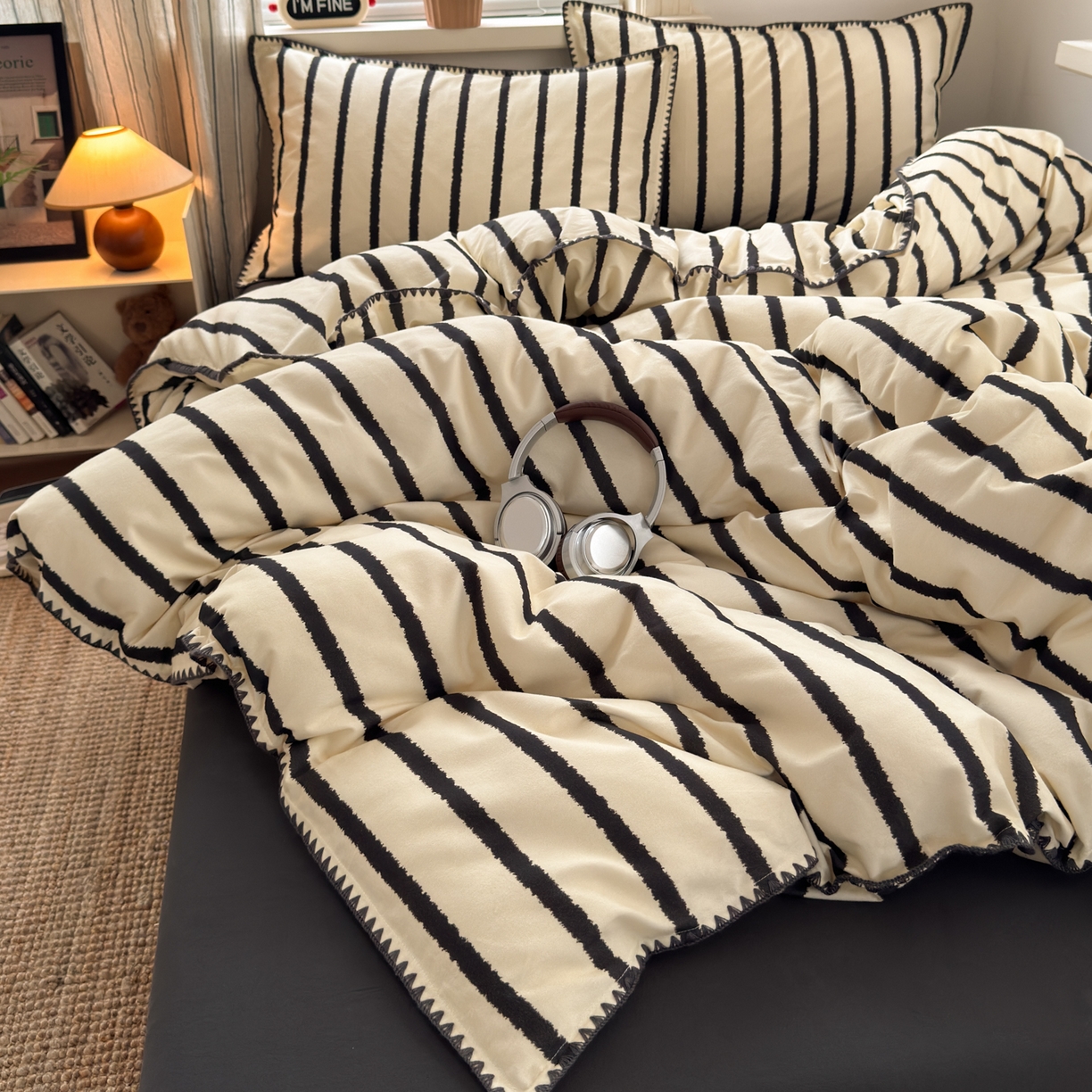 91家纺网 家纺一手货源 找家纺 小叮当家纺仓储工厂店 (买家秀 爆款花型 不断货)2025秋冬新款全棉纯棉加厚磨毛贝壳边工艺款四件套 几米