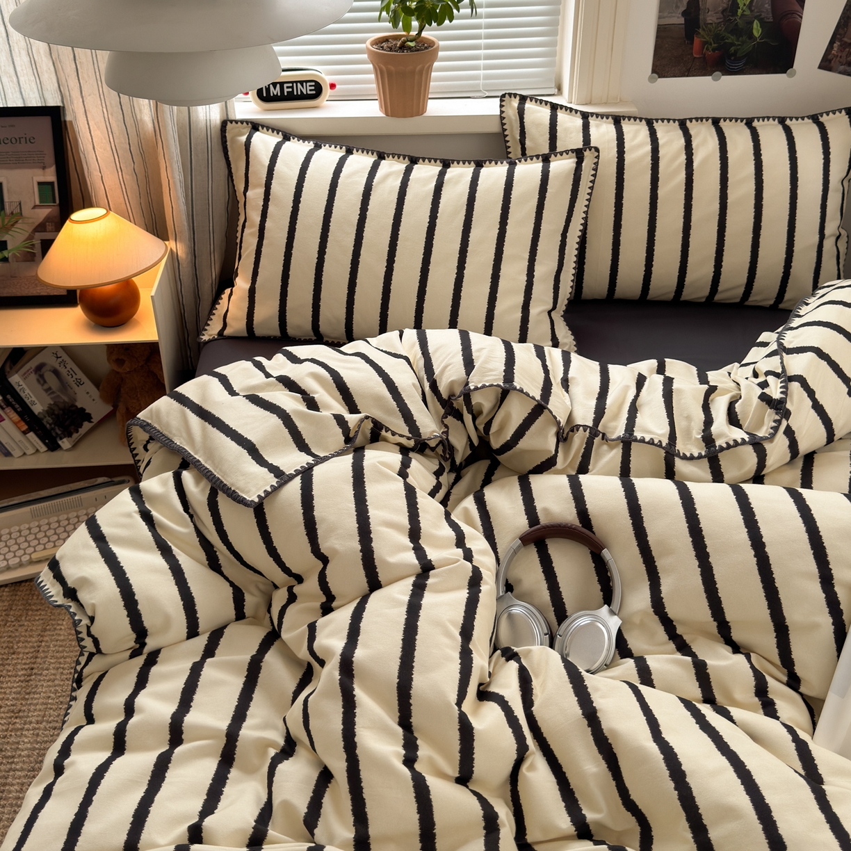 91家纺网 家纺一手货源 找家纺 小叮当家纺仓储工厂店 (买家秀 爆款花型 不断货)2025秋冬新款全棉纯棉加厚磨毛贝壳边工艺款四件套 几米