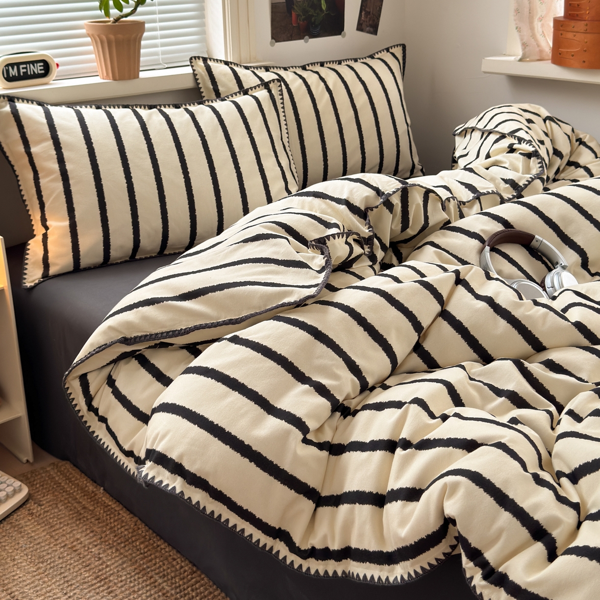 91家纺网 家纺一手货源 找家纺 小叮当家纺仓储工厂店 (买家秀 爆款花型 不断货)2025秋冬新款全棉纯棉加厚磨毛贝壳边工艺款四件套 几米