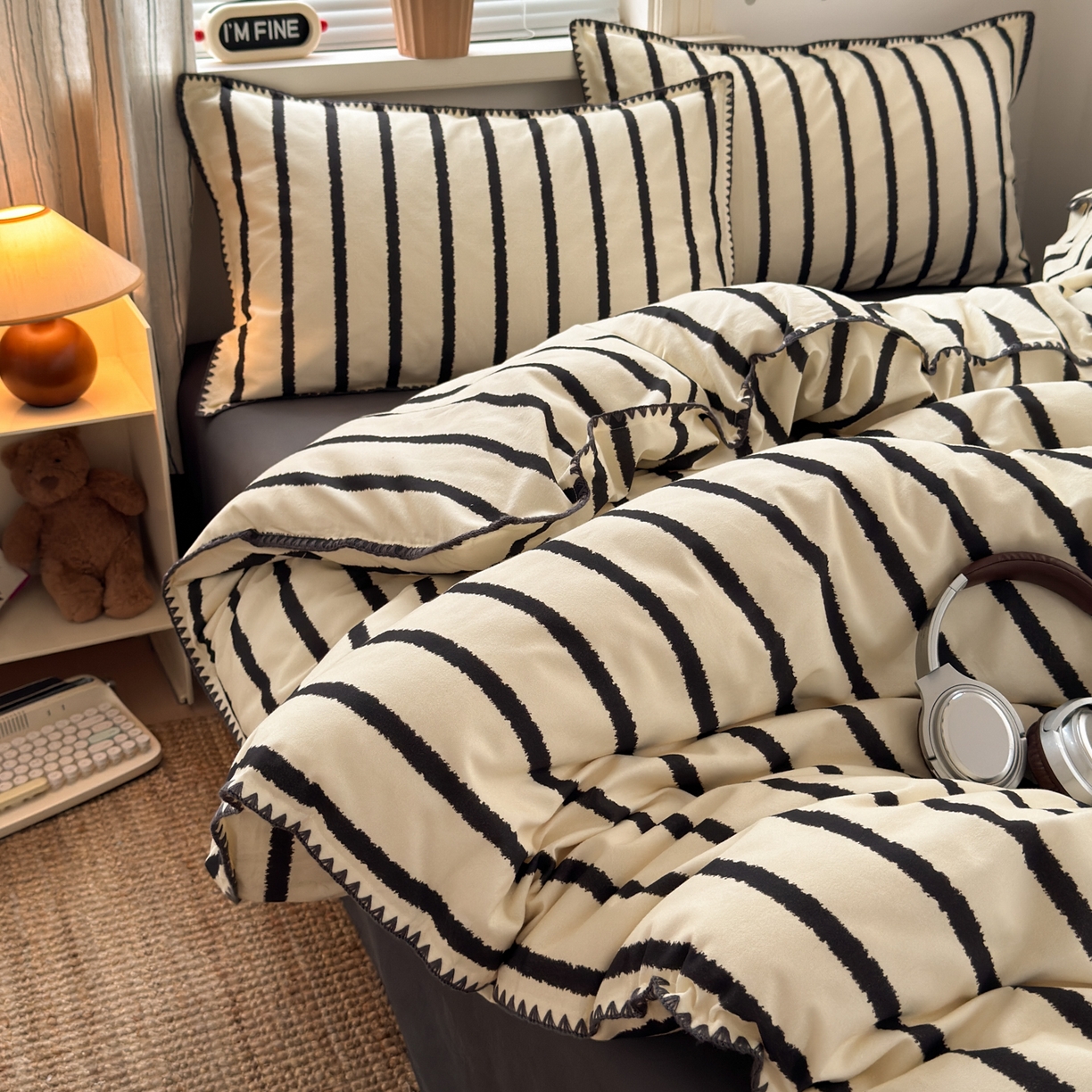 91家纺网 家纺一手货源 找家纺 小叮当家纺仓储工厂店 (买家秀 爆款花型 不断货)2025秋冬新款全棉纯棉加厚磨毛贝壳边工艺款四件套 几米