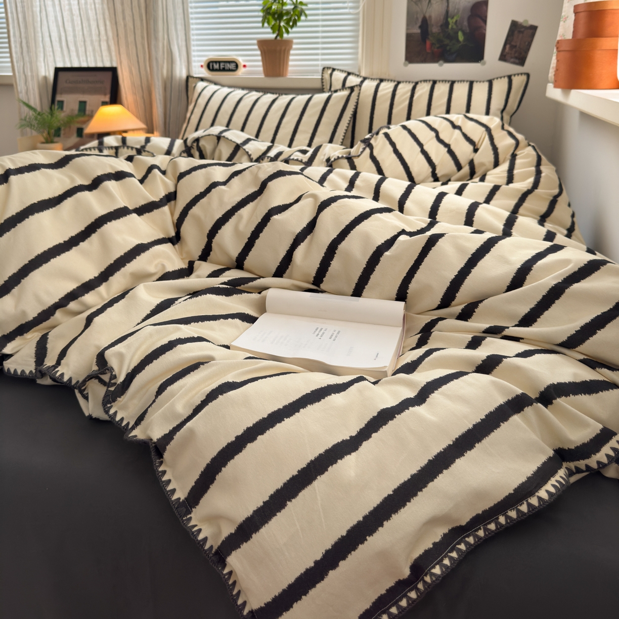 91家纺网 家纺一手货源 找家纺 小叮当家纺仓储工厂店 (买家秀 爆款花型 不断货)2025秋冬新款全棉纯棉加厚磨毛贝壳边工艺款四件套 几米