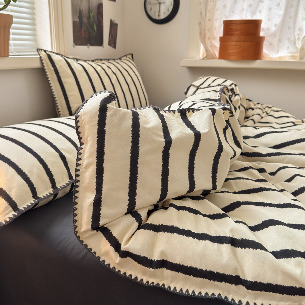 91家纺网 家纺一手货源 找家纺 小叮当家纺仓储工厂店 (买家秀 爆款花型 不断货)2025秋冬新款全棉纯棉加厚磨毛贝壳边工艺款四件套 几米