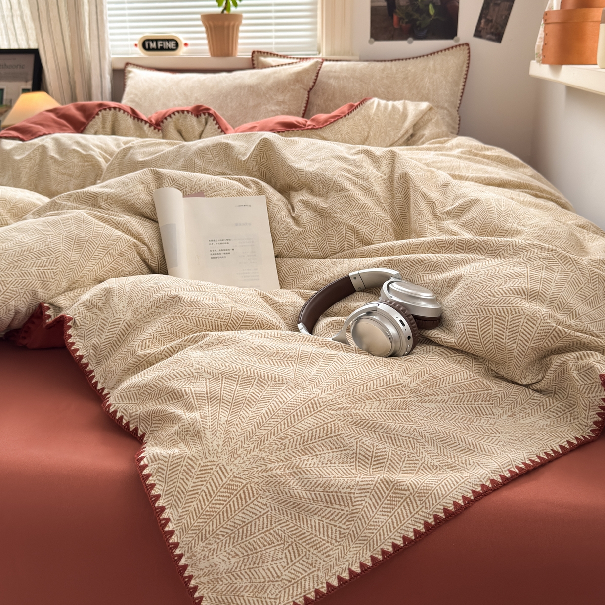 91家纺网 家纺一手货源 找家纺 小叮当家纺仓储工厂店 (买家秀 爆款花型 不断货)2025秋冬新款全棉纯棉加厚磨毛贝壳边工艺款四件套 南音咖