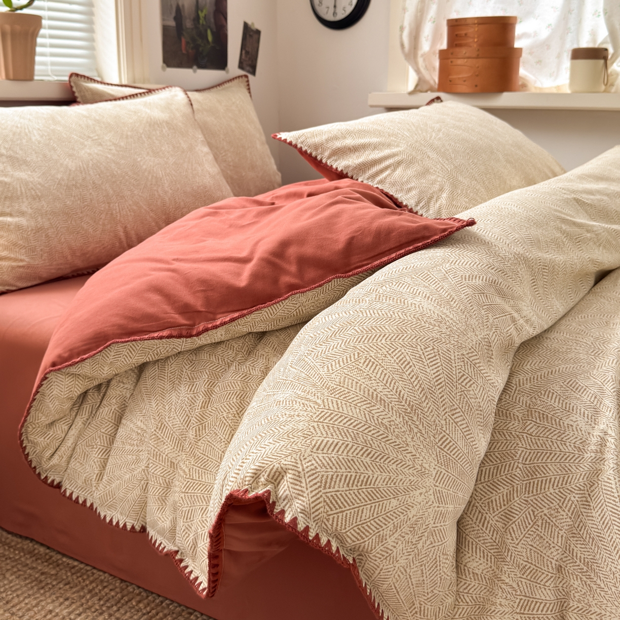 91家纺网 家纺一手货源 找家纺 小叮当家纺仓储工厂店 (买家秀 爆款花型 不断货)2025秋冬新款全棉纯棉加厚磨毛贝壳边工艺款四件套 南音咖