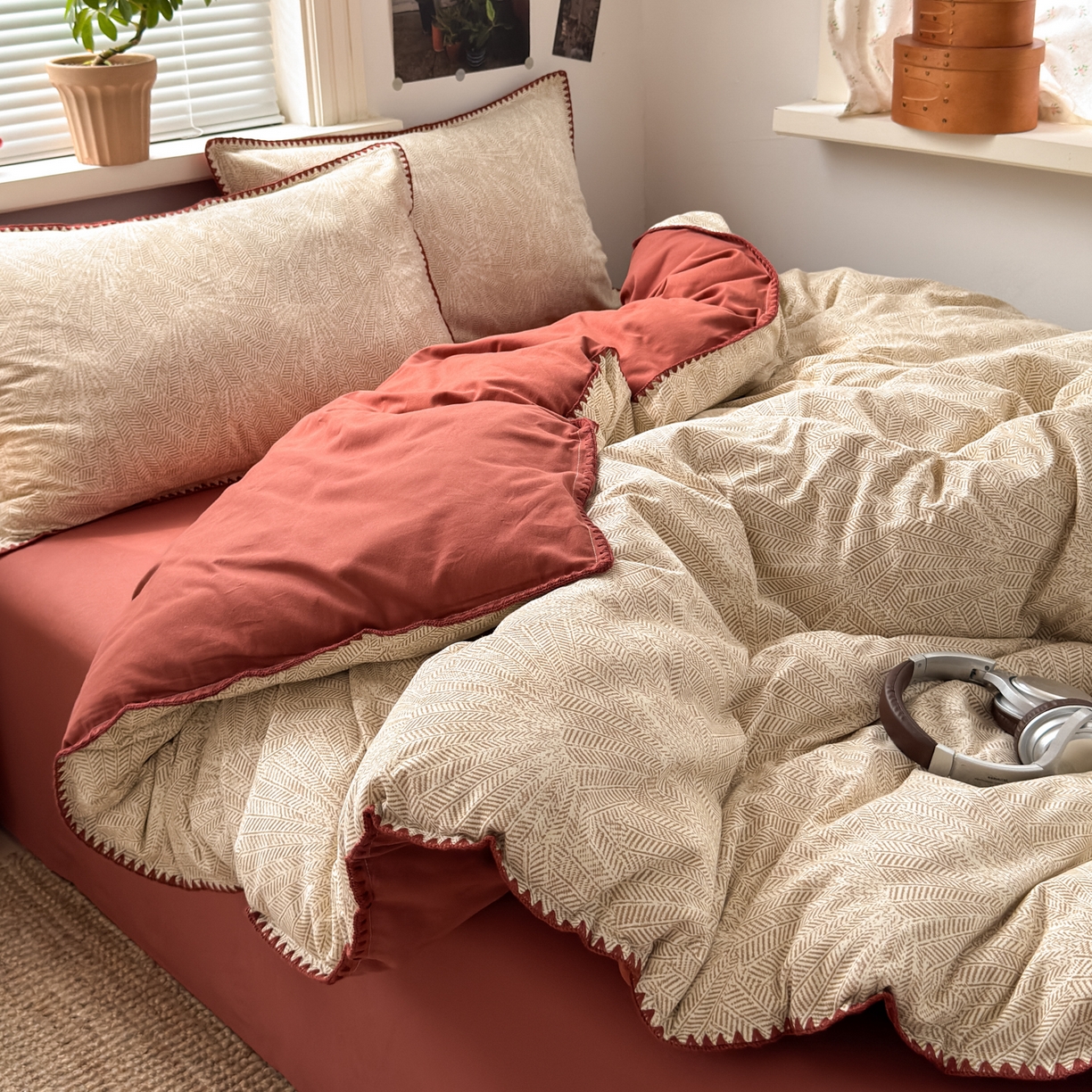 91家纺网 家纺一手货源 找家纺 小叮当家纺仓储工厂店 (买家秀 爆款花型 不断货)2025秋冬新款全棉纯棉加厚磨毛贝壳边工艺款四件套 南音咖