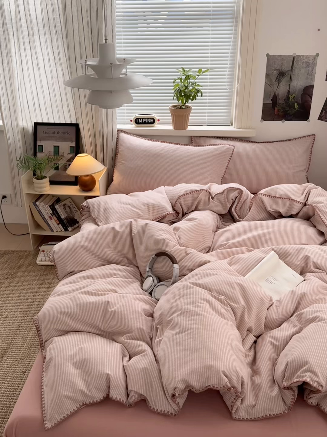 91家纺网 家纺一手货源 找家纺 小叮当家纺仓储工厂店 (买家秀 爆款花型 不断货)2025秋冬新款全棉纯棉加厚磨毛贝壳边工艺款四件套 森系粉