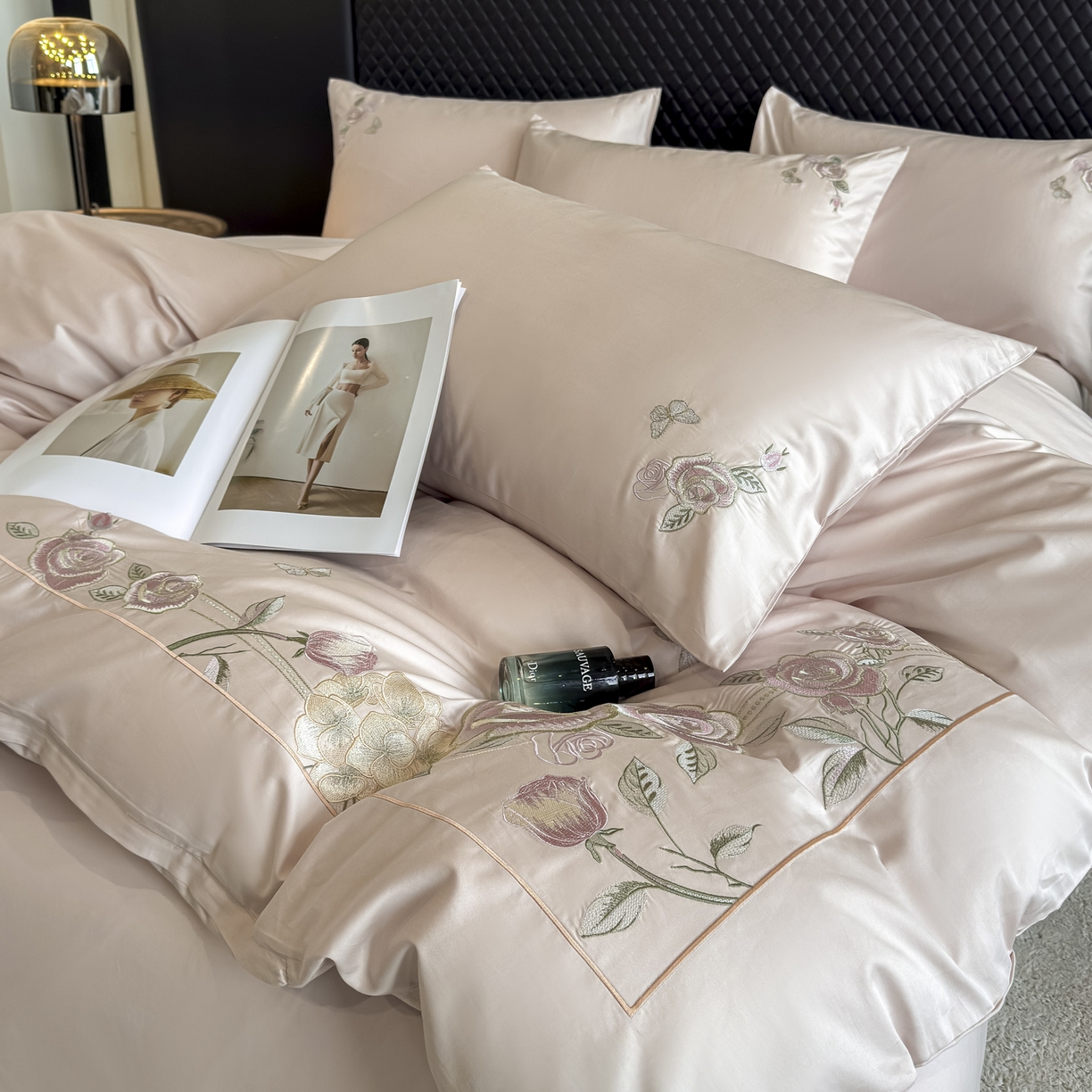 91家纺网 家纺一手货源 找家纺 （总）女子家纺 2025新款长绒棉全棉纯棉新疆全棉刺绣四件套-庄园