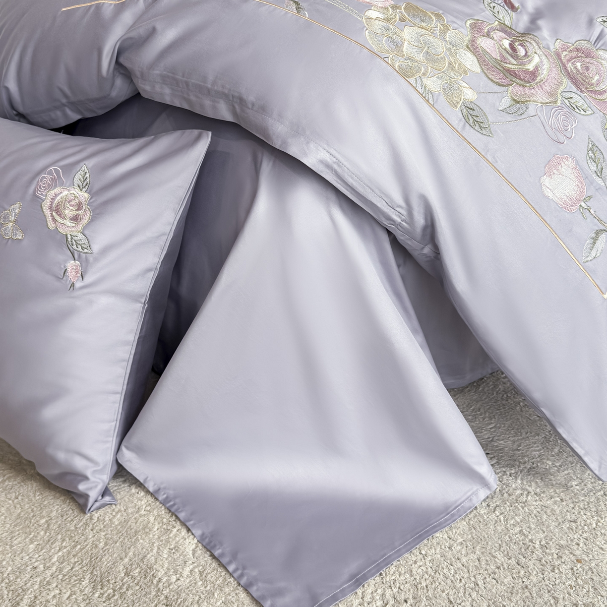 91家纺网 家纺一手货源 找家纺 （总）女子家纺 2025新款长绒棉全棉纯棉新疆全棉刺绣四件套-庄园