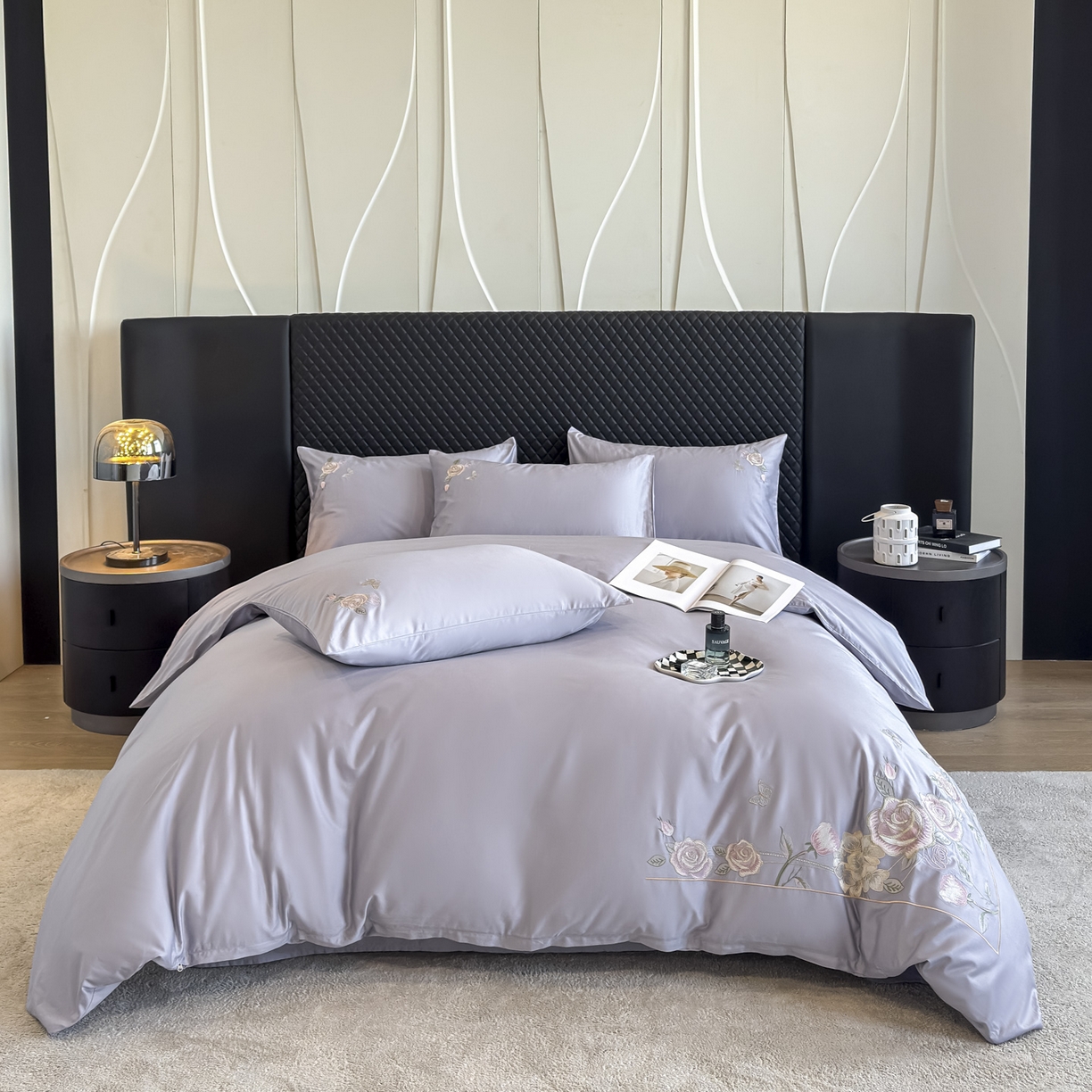 91家纺网 家纺一手货源 找家纺 （总）女子家纺 2025新款长绒棉全棉纯棉新疆全棉刺绣四件套-庄园